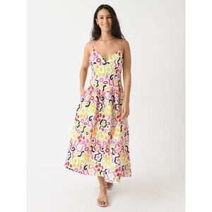 RHODE Dress Multi Floral Midi Abstract Print Painted Bloom Bohemian Size 8